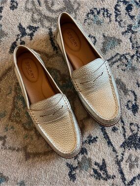 Sperry Metallic Gold Penny Loafers